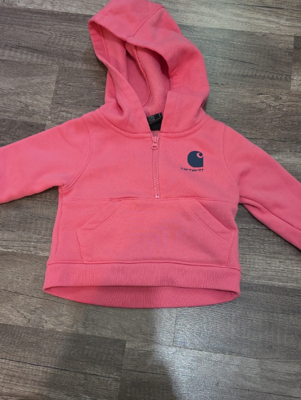 Carhartt Baby Pink Half-Zip Hooded Sweatshirt